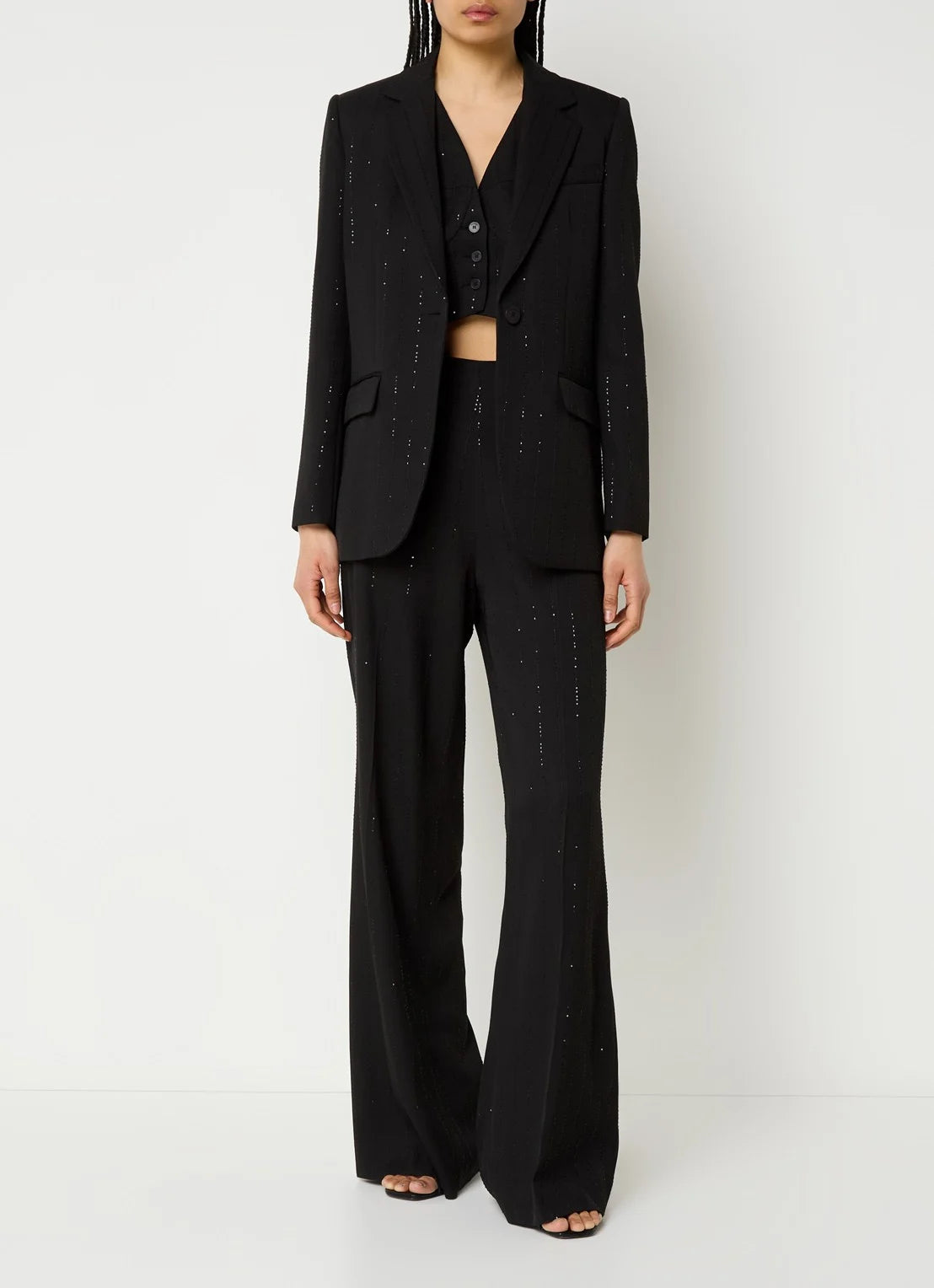 Spodnie High Waist Wide Leg z cekinami